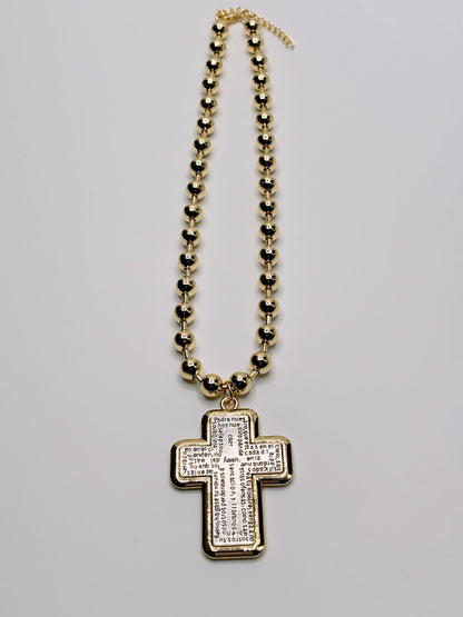 Collar Dorado con cruz de Padre Neuestro